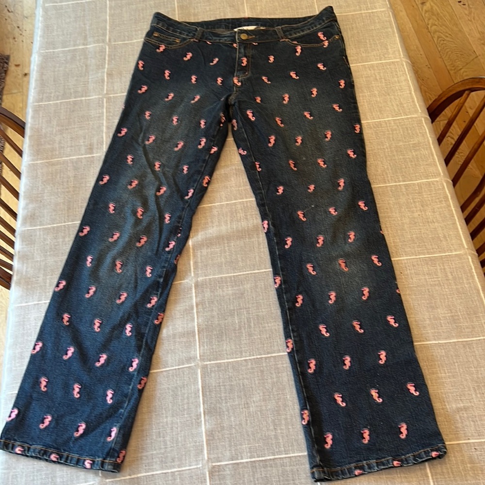Lilly pulitzer seahorse blue jeans
